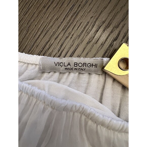 Viola Borghi Women's Silk Tunic Blouse Embroidered Flower Long Sleeve Size S - Picture 9 of 10